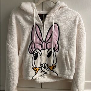 Daisy Duck Disney shearling crop zip up hoodie